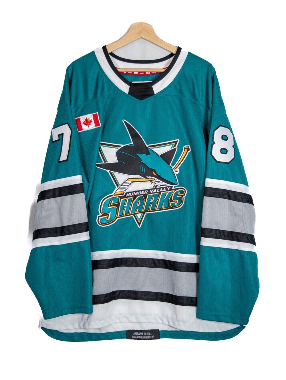 Humber Valley Sharks Hockey San Jose Logo NHL-Style Jersey - Men's 2XL